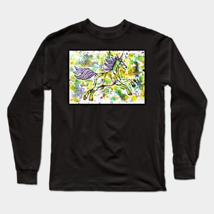 It's All About Your Sparkle. Magical Unicorn Watercolor Illustration. Long Sleeve T-Shirt